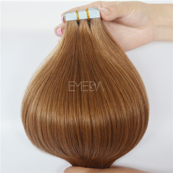 Brown color double drawn tape in beauty works hair extensions YJ103